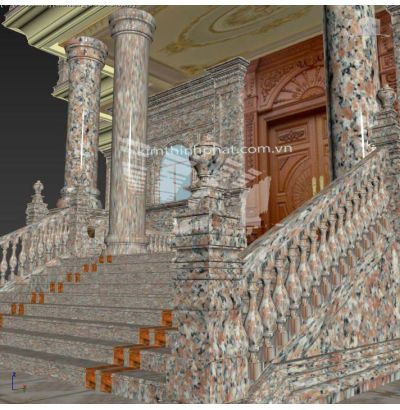 Lan can đá hoa cương vàng 001 Lan can đá hoa cương vàng 001