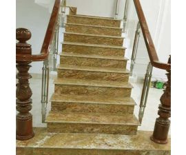Cầu thang đá hoa cương vàng hoàng gia Cầu thang đá hoa cương vàng hoàng gia