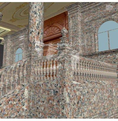 Lan can đá hoa cương vàng 001 Lan can đá hoa cương vàng 001